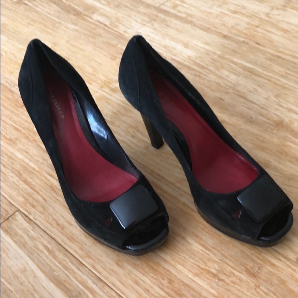Ann Taylor Size 9 open toe black suede heels